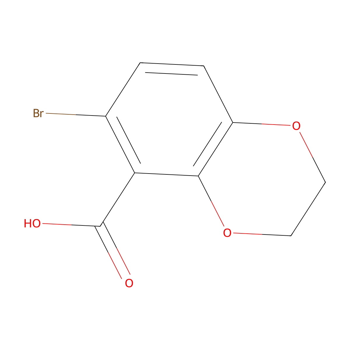 6-Bromo-2,3-dihydro-benzo[1,4]dioxine-5-carboxylic acid molecular structure, CAS 69464-48-8