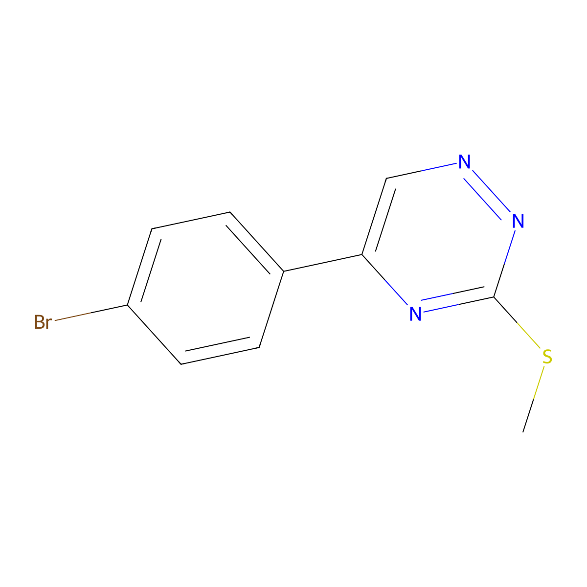 as-Triazine, 5-(p-bromophenyl)-3-(methylthio)- molecular structure, CAS 69466-82-6