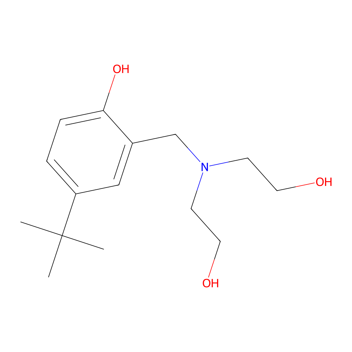 2-([Bis(2-hydroxyethyl)amino]methyl)-4-tert-butylphenol molecular structure, CAS 69470-50-4