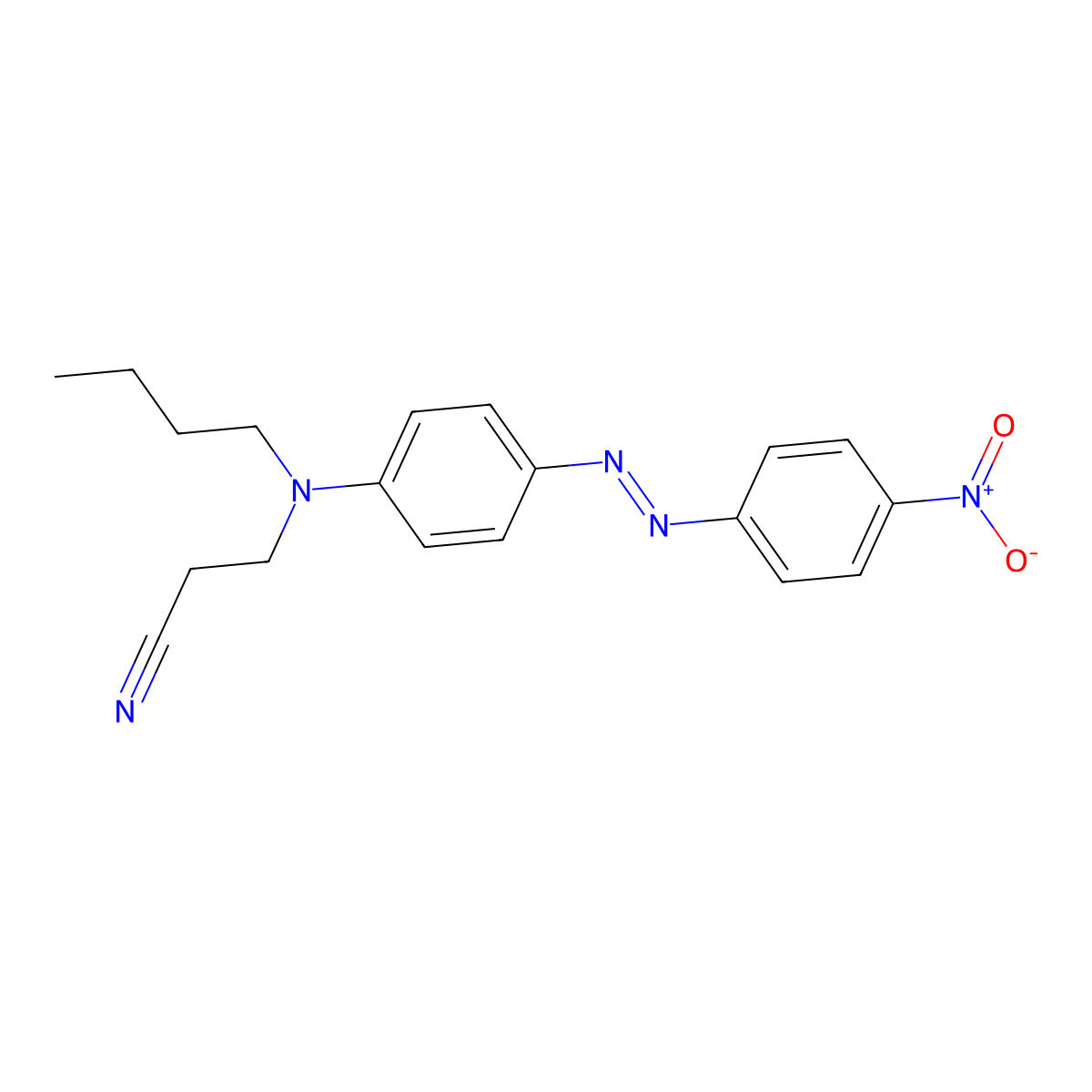 Propanenitrile, 3-[butyl[4-[2-(4-nitrophenyl)diazenyl]phenyl]amino]- molecular structure, CAS 69472-19-1
