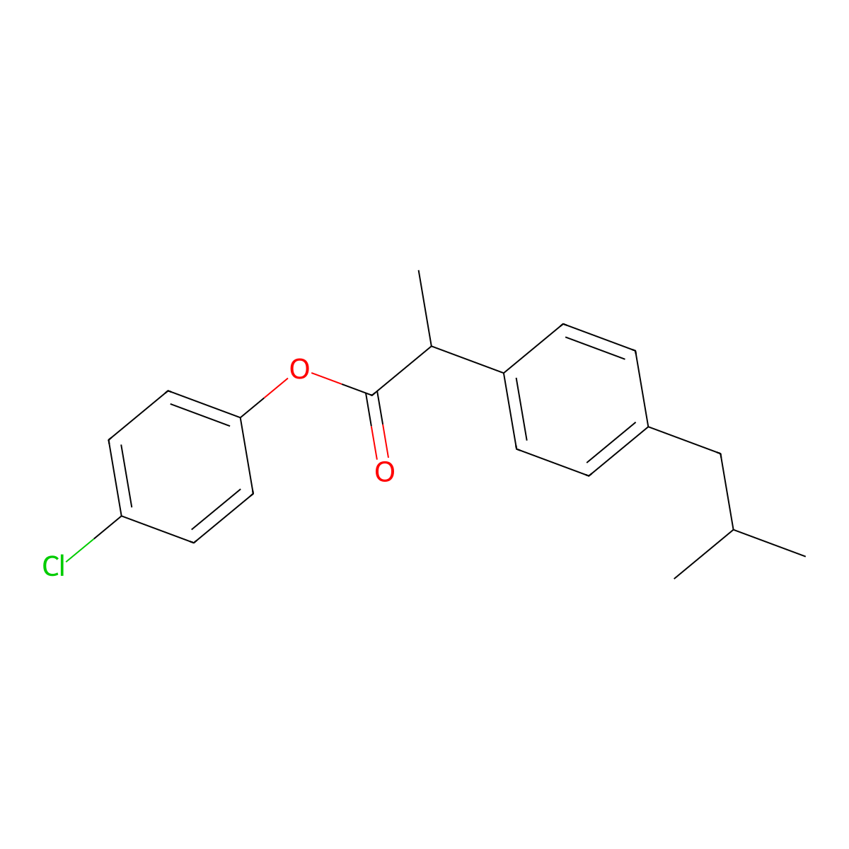 4-Chlorophenyl 2-(4-isobutylphenyl)propanoate molecular structure, CAS 69474-23-3