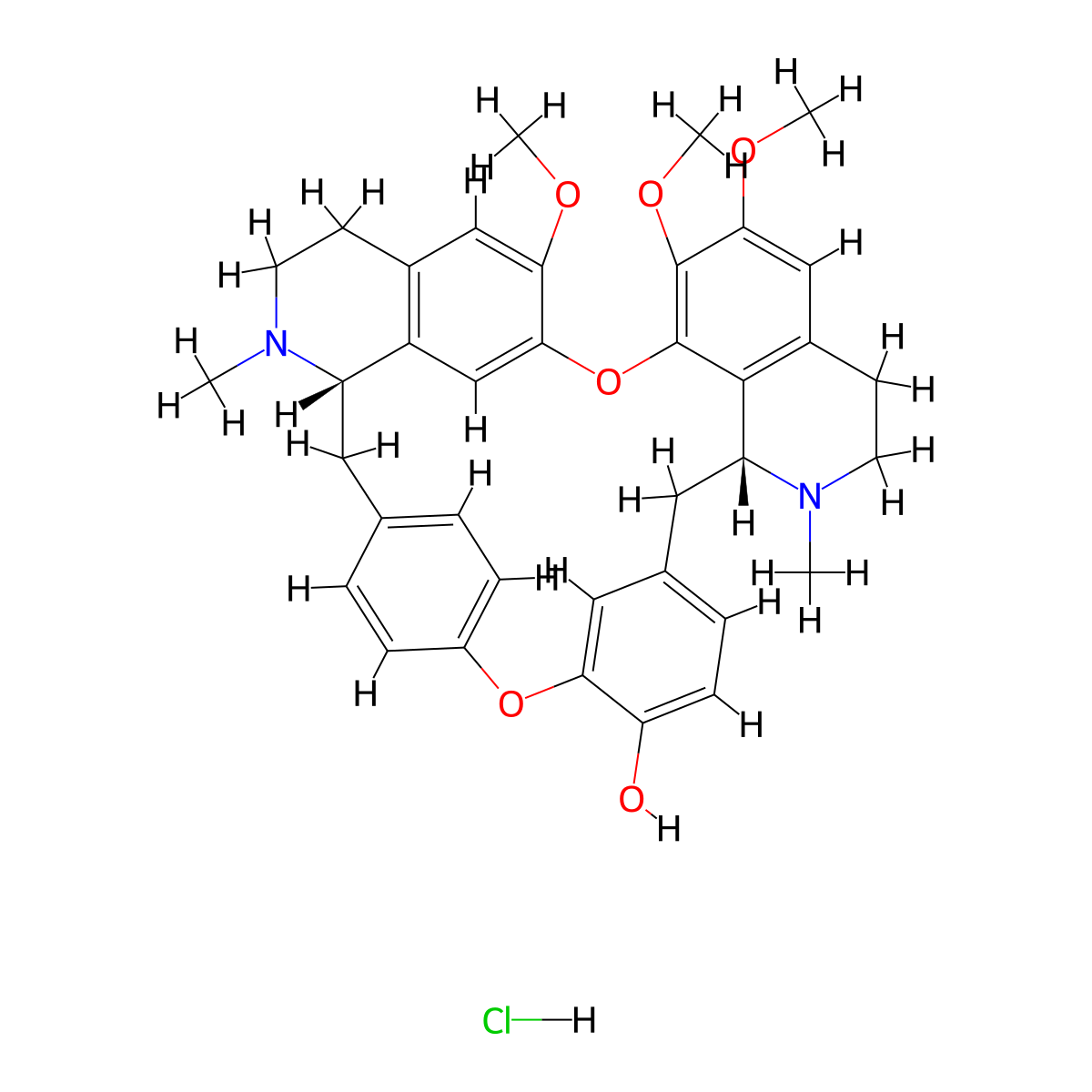 Berbamine monohydrochloride molecular structure, CAS 69475-26-9
