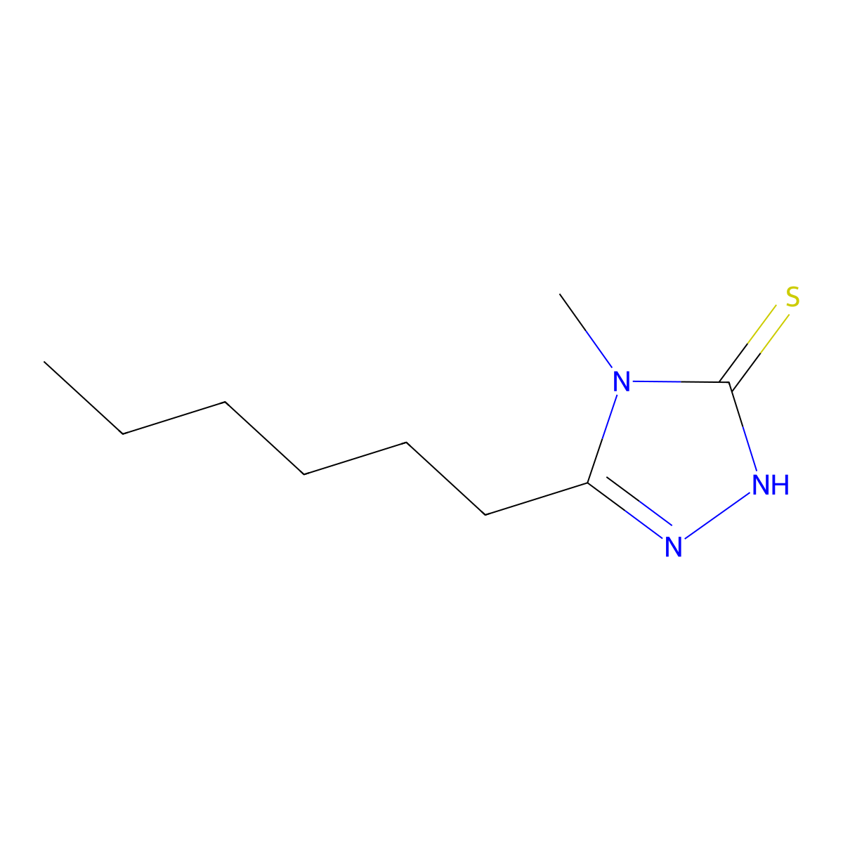 5-hexyl-4-methyl-4H-1,2,4-triazole-3-thiol molecular structure, CAS 69480-45-1