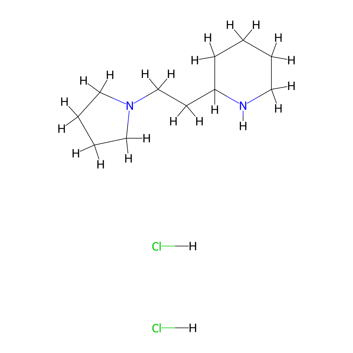 2-[2-(1-Pyrrolidinyl)ethyl]piperidine dihydrochloride molecular structure, CAS 69484-99-7