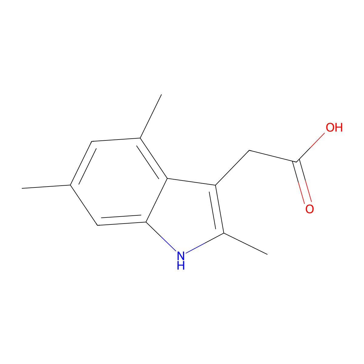 (2,4,6-Trimethyl-1h-indol-3-yl)acetic acid molecular structure, CAS 6949-71-9