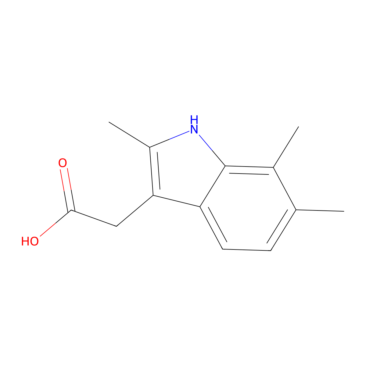 2-(2,6,7-trimethyl-1H-indol-3-yl)acetic acid molecular structure, CAS 6949-72-0