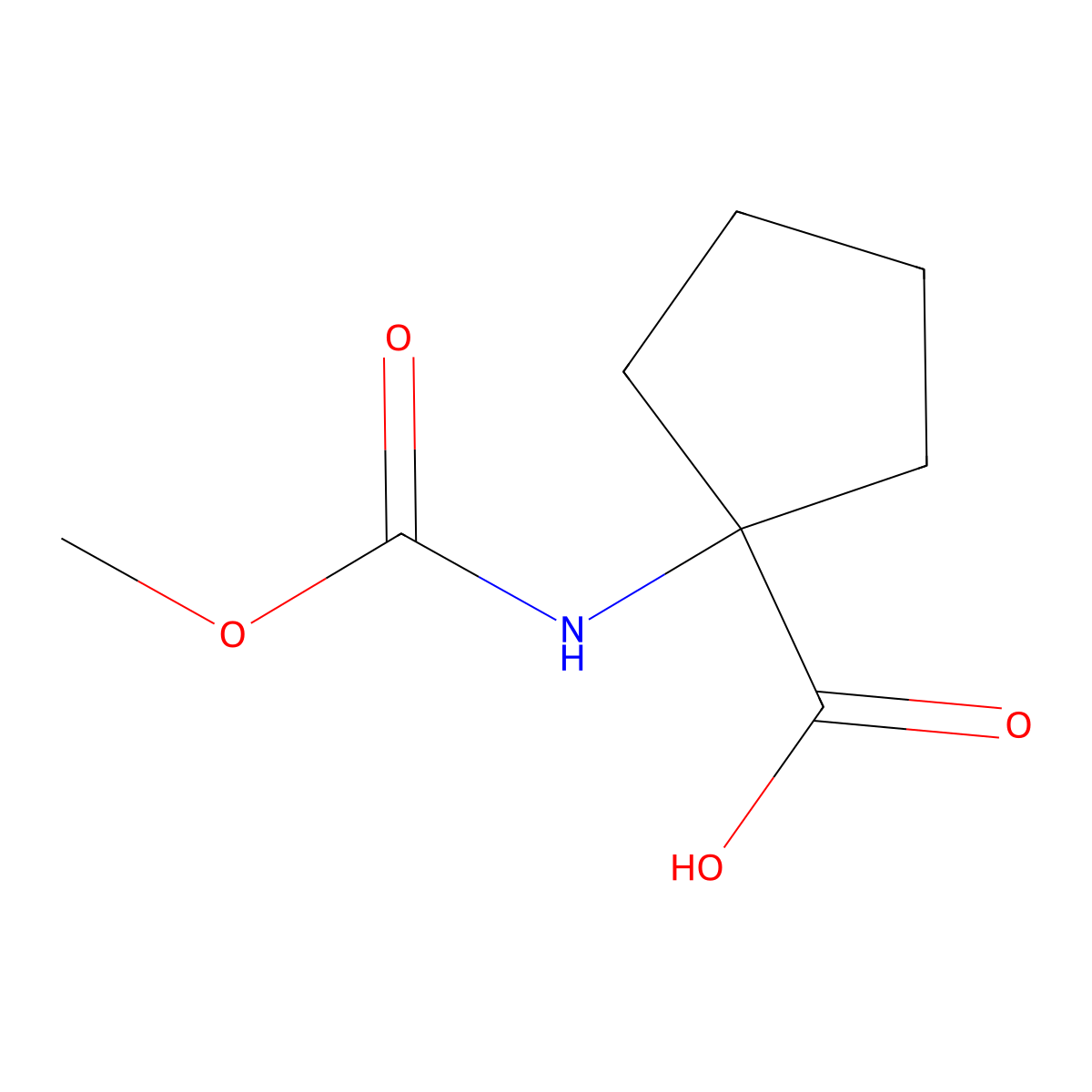 1-[(Methoxycarbonyl)amino]cyclopentane-1-carboxylic acid molecular structure, CAS 6949-76-4