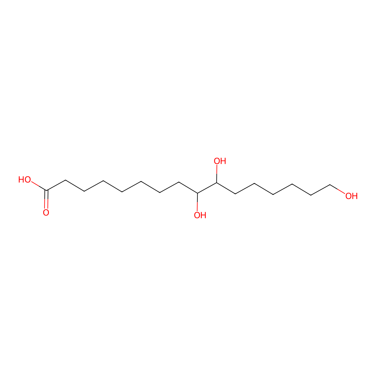 9,10,16-Trihydroxyhexadecanoic acid molecular structure, CAS 6949-98-0