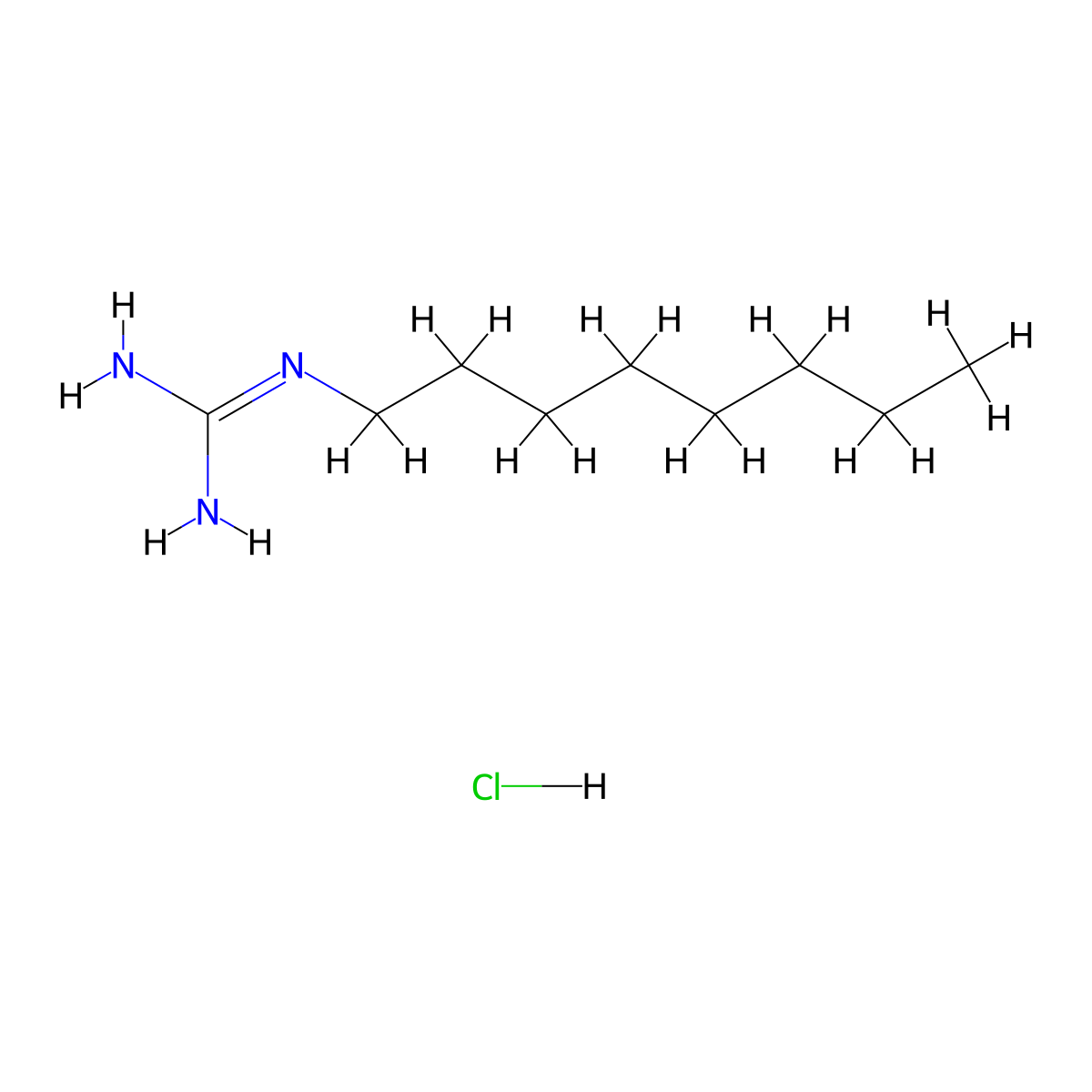 Octylguanidine monohydrochloride molecular structure, CAS 69490-30-8