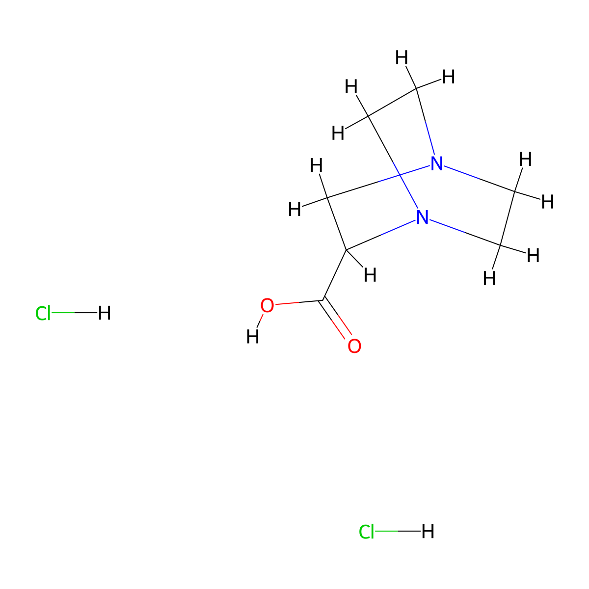 1,4-Diazabicyclo(2.2.2)octane-2-carboxylic acid dihydrochloride molecular structure, CAS 69491-42-5