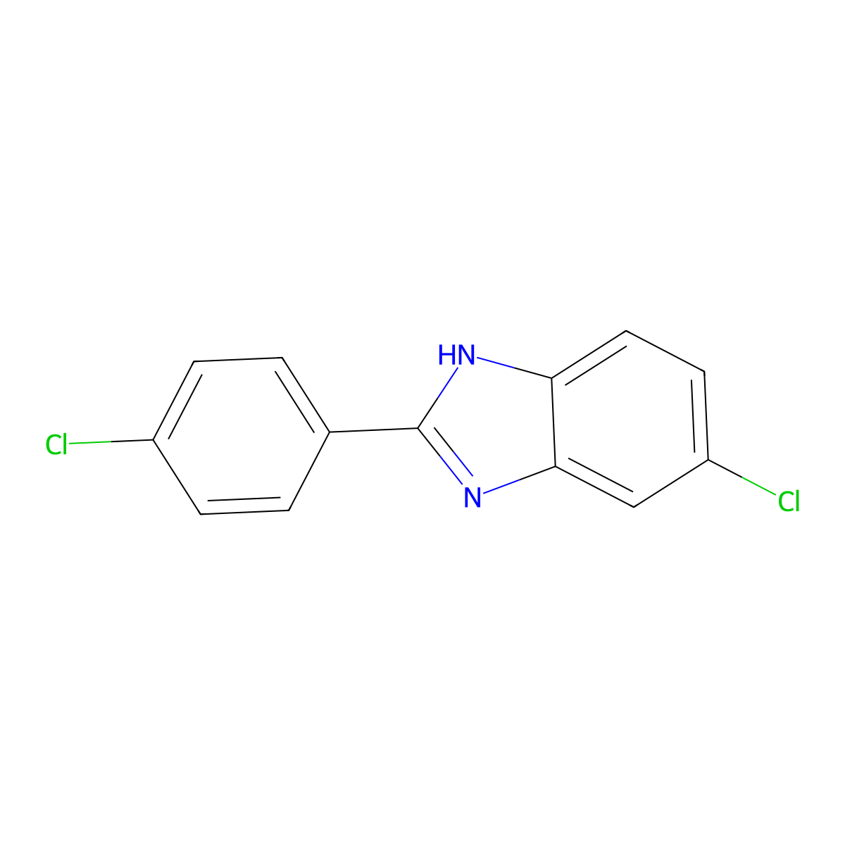 6-chloro-2-(4-chlorophenyl)-1H-benzimidazole molecular structure, CAS 69498-30-2