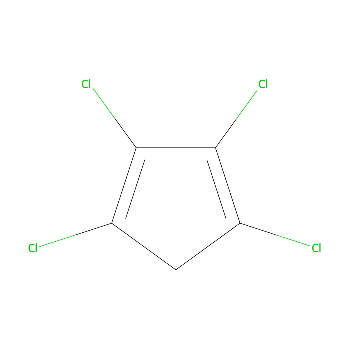 Tetrachlorocyclopentadiene molecular structure, CAS 695-77-2