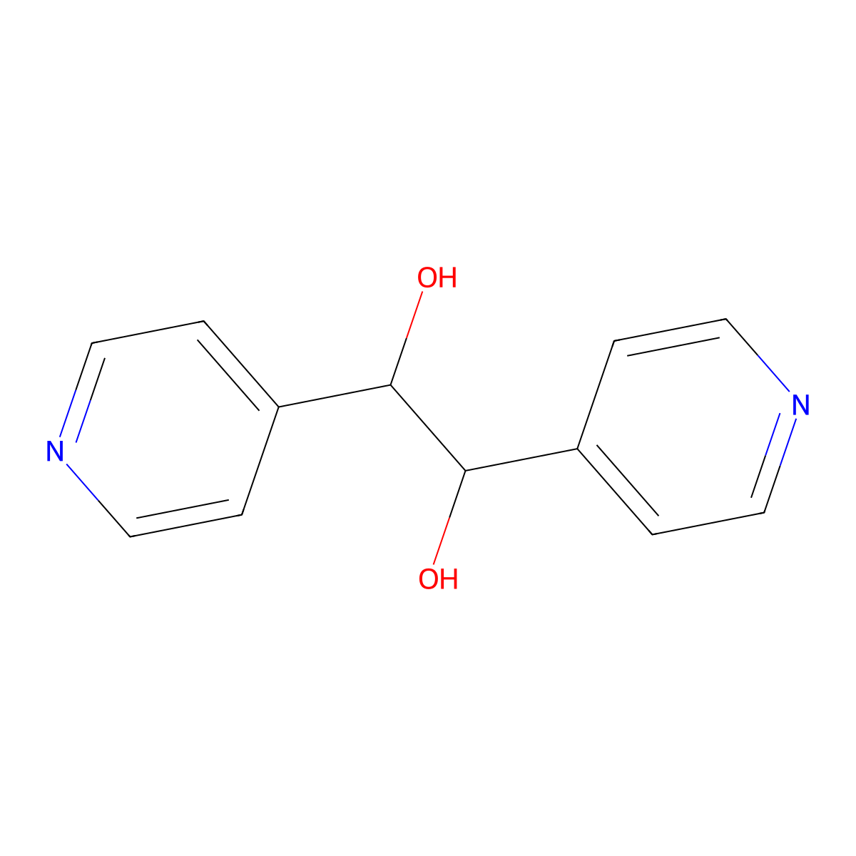 1,2-Di-4-pyridinyl-1,2-ethanediol molecular structure, CAS 6950-04-5