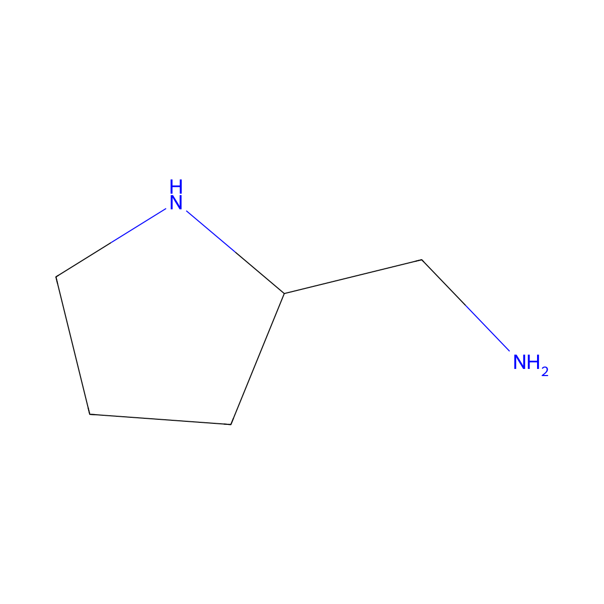 (S)-(+)-2-(Aminomethyl)pyrrolidine molecular structure, CAS 69500-64-7