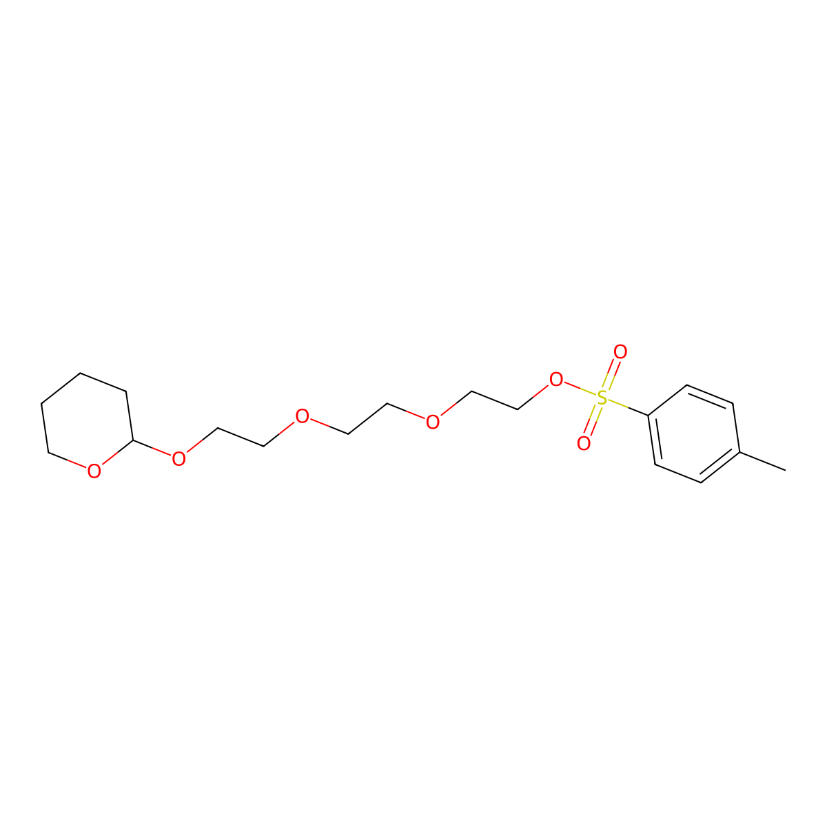 2-(2-(2-((tetrahydro-2H-pyran-2-yl)oxy)ethoxy)ethoxy)ethyl 4-methylbenzenesulfonate molecular structure, CAS 69502-33-6
