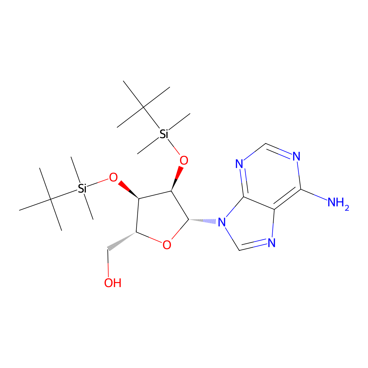 ((2R,3R,4R,5R)-5-(6-Amino-9H-purin-9-yl)-3,4-bis((tert-butyldimethylsilyl)oxy)tetrahydrofuran-2-yl)methanol molecular structure, CAS 69504-15-0