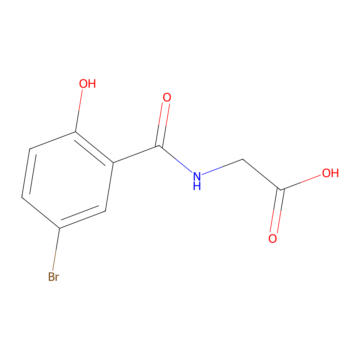 5-Bromo-2-hydroxyhippuric acid molecular structure, CAS 69507-30-8