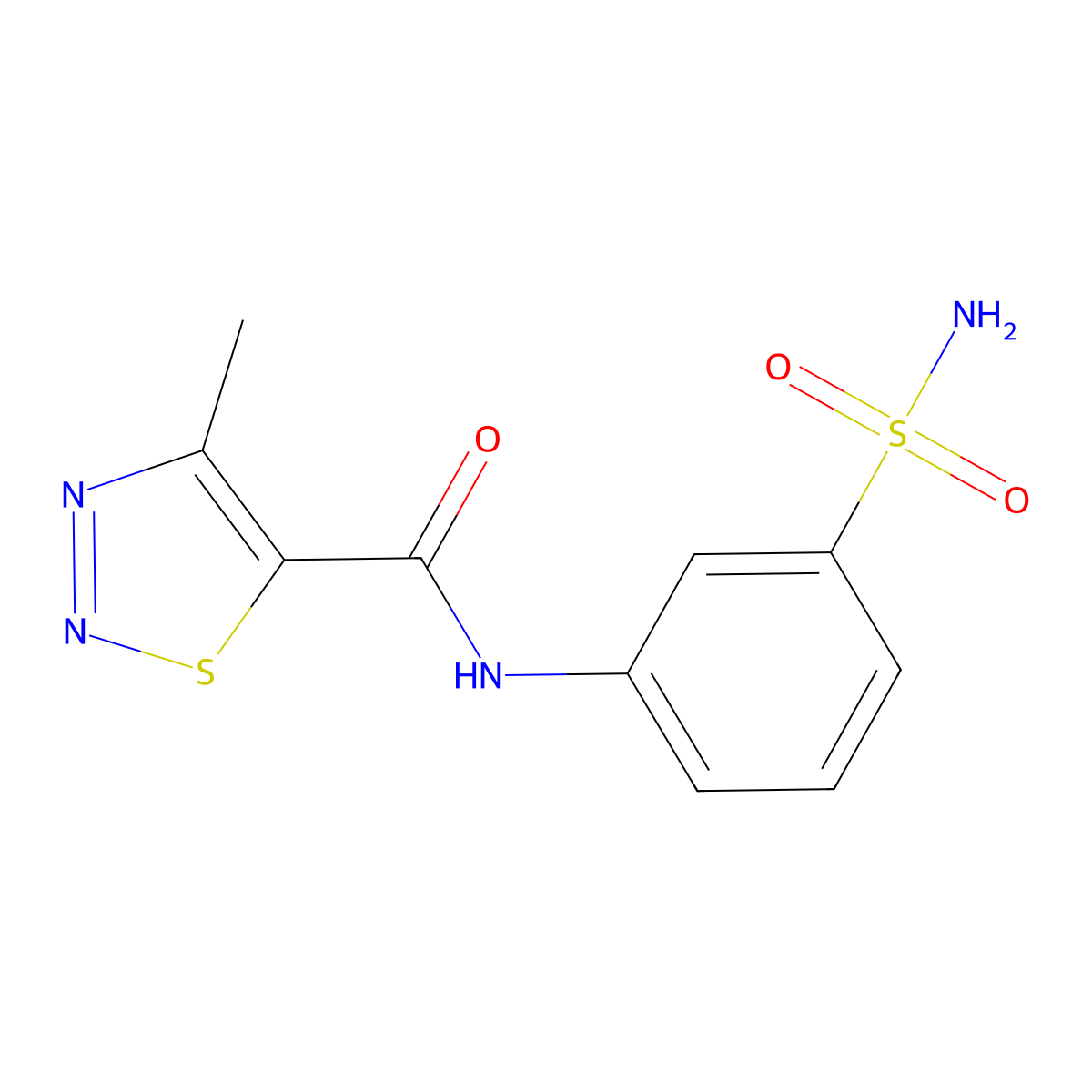 4-methyl-N-(3-sulfamoylphenyl)-1,2,3-thiadiazole-5-carboxamide molecular structure, CAS 695151-02-1