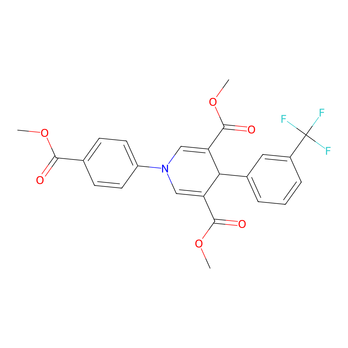 Dimethyl 1-(4-(methoxycarbonyl)phenyl)-4-(3-(trifluoromethyl)phenyl)-1,4-dihydropyridine-3,5-dicarboxylate molecular structure, CAS 695154-88-2