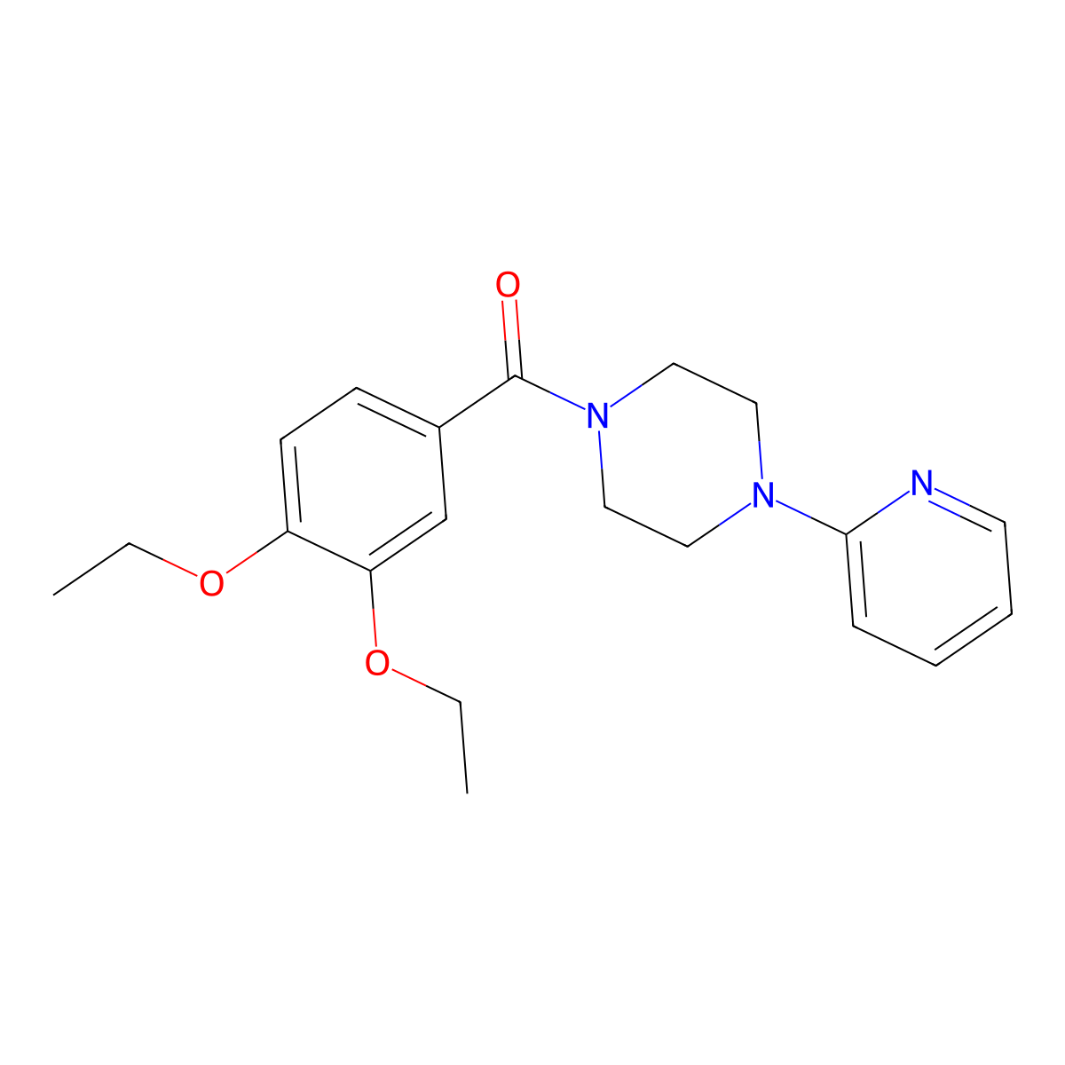 (3,4-Diethoxyphenyl)-(4-pyridin-2-ylpiperazin-1-yl)methanone molecular structure, CAS 695155-05-6