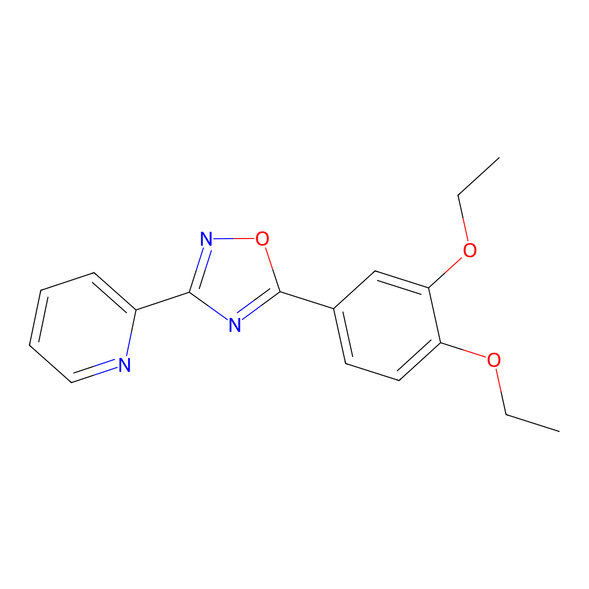 5-(3,4-Diethoxyphenyl)-3-pyridin-2-yl-1,2,4-oxadiazole molecular structure, CAS 695155-22-7