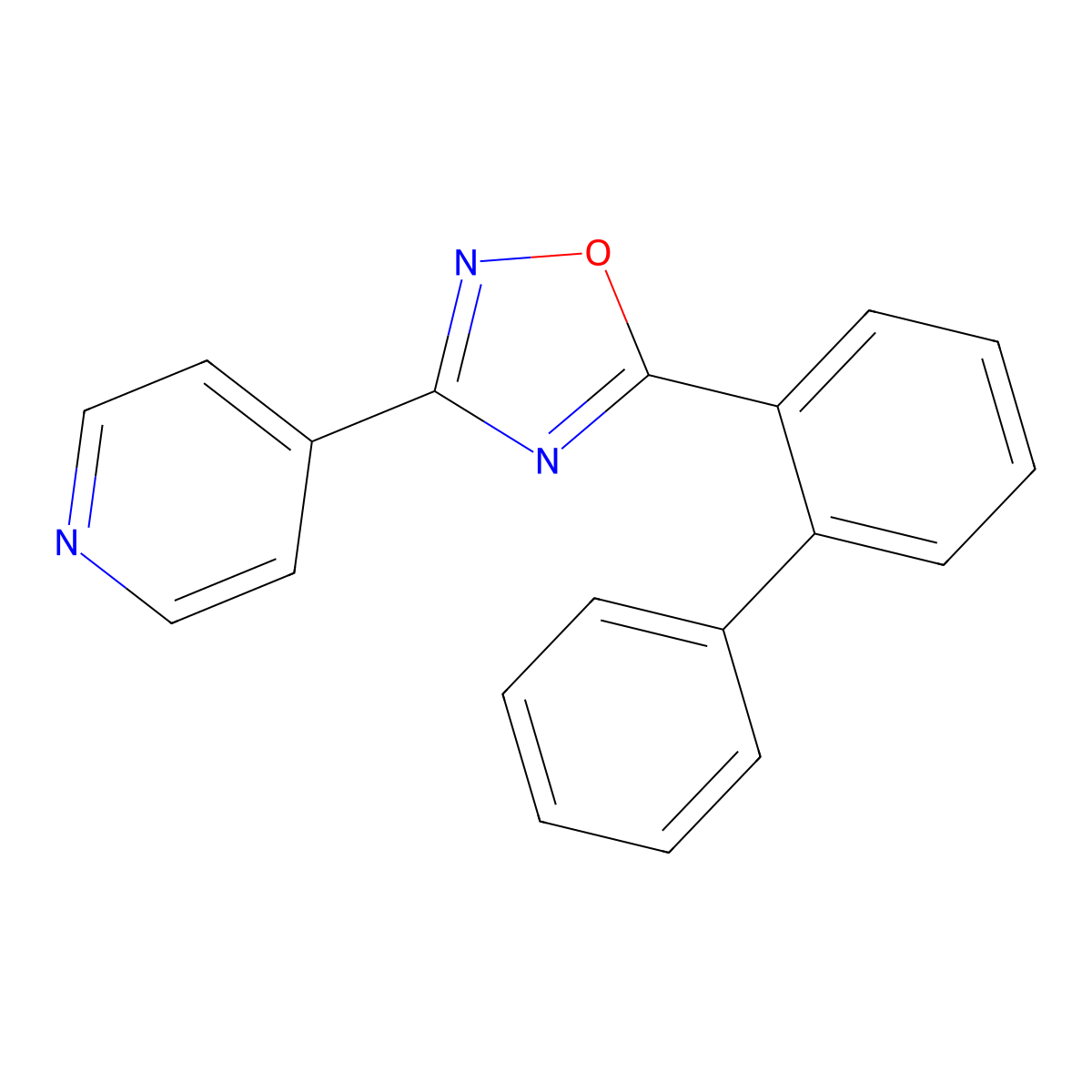 5-(2-Phenylphenyl)-3-pyridin-4-yl-1,2,4-oxadiazole molecular structure, CAS 695155-54-5