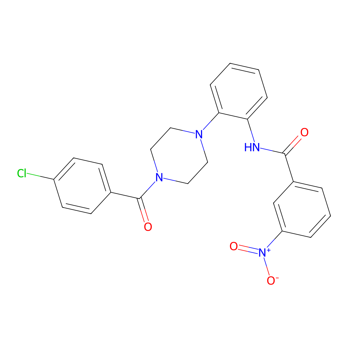 N-[2-[4-(4-chlorobenzoyl)piperazin-1-yl]phenyl]-3-nitrobenzamide molecular structure, CAS 695155-75-0