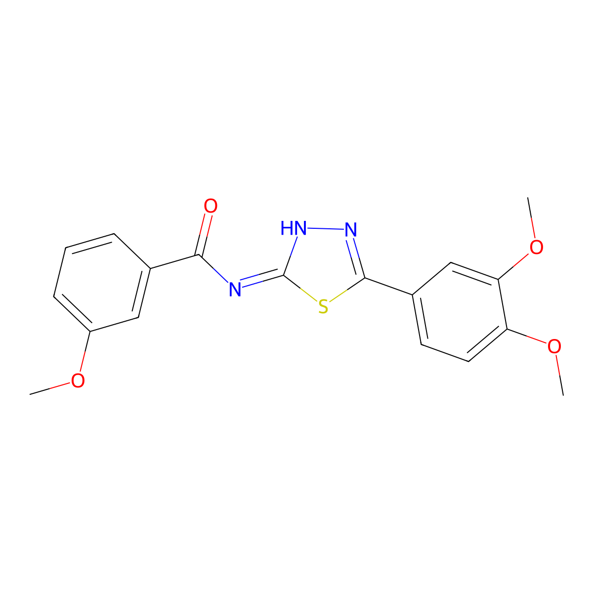 N-[5-(3,4-dimethoxyphenyl)-1,3,4-thiadiazol-2-yl]-3-methoxybenzamide molecular structure, CAS 695156-01-5
