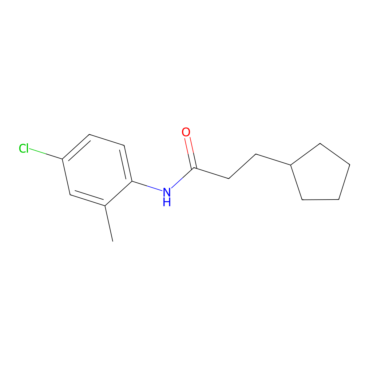 N-(4-chloro-2-methylphenyl)-3-cyclopentylpropanamide molecular structure, CAS 695156-94-6