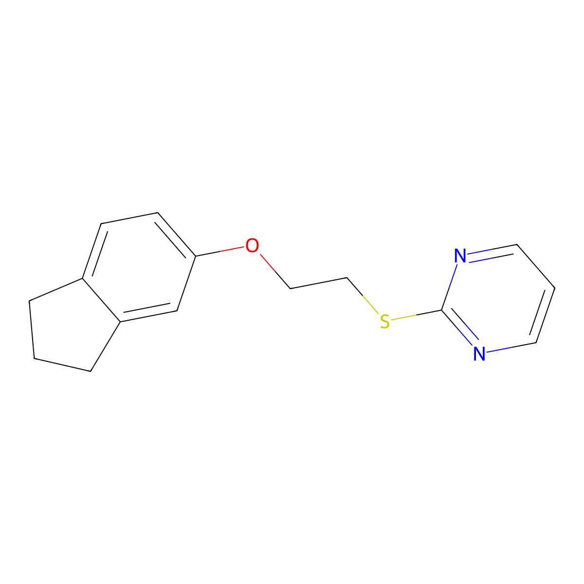 2-{[2-(2,3-dihydro-1H-inden-5-yloxy)ethyl]sulfanyl}pyrimidine molecular structure, CAS 695157-21-2