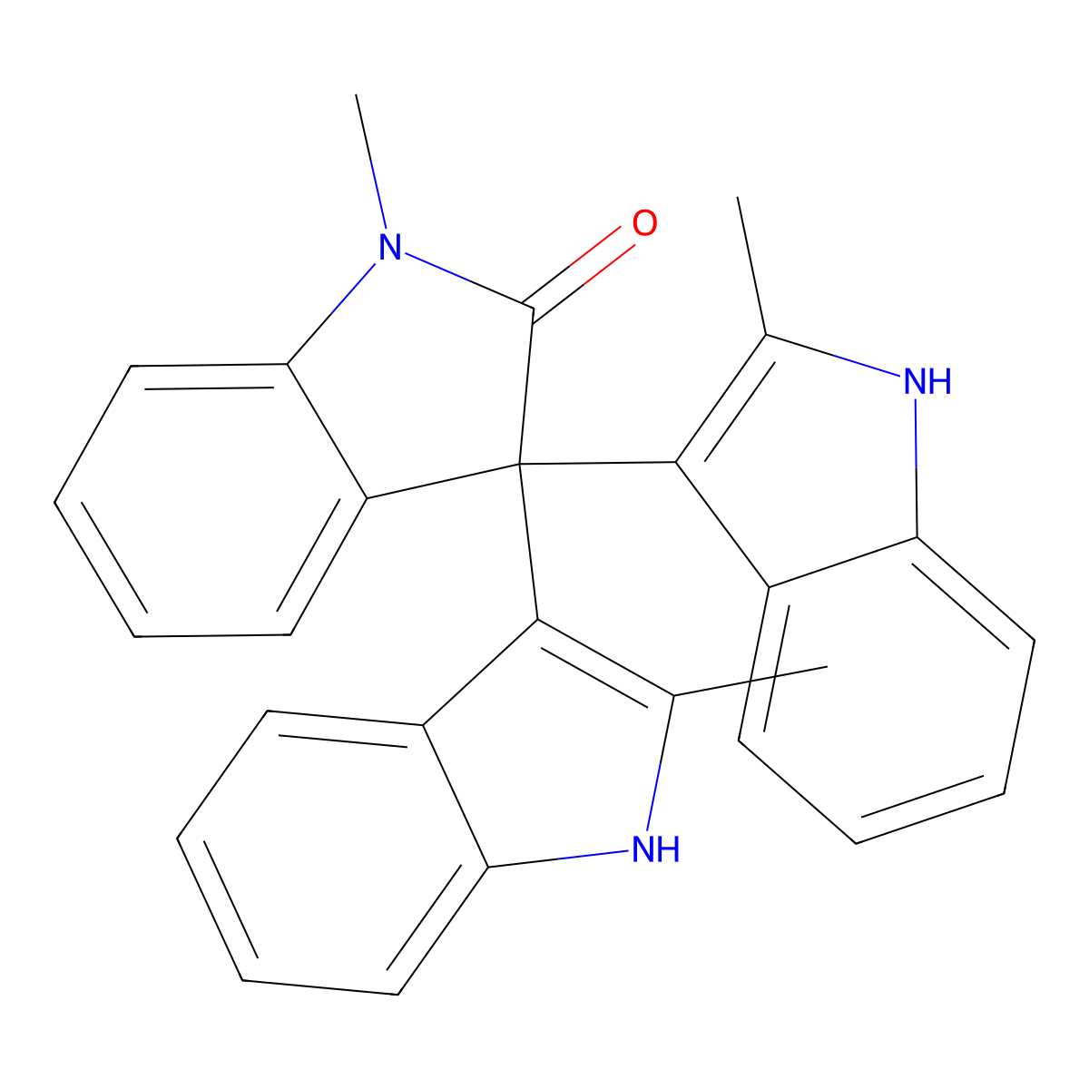 1-methyl-3,3-bis(2-methyl-1H-indol-3-yl)indol-2-one molecular structure, CAS 695157-62-1