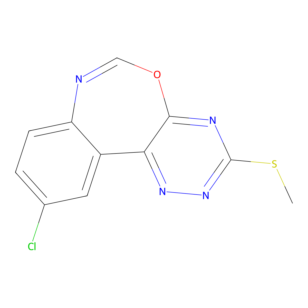 10-Chloro-3-(methylsulfanyl)[1,2,4]triazino[5,6-d][3,1]benzoxazepine molecular structure, CAS 695157-88-1