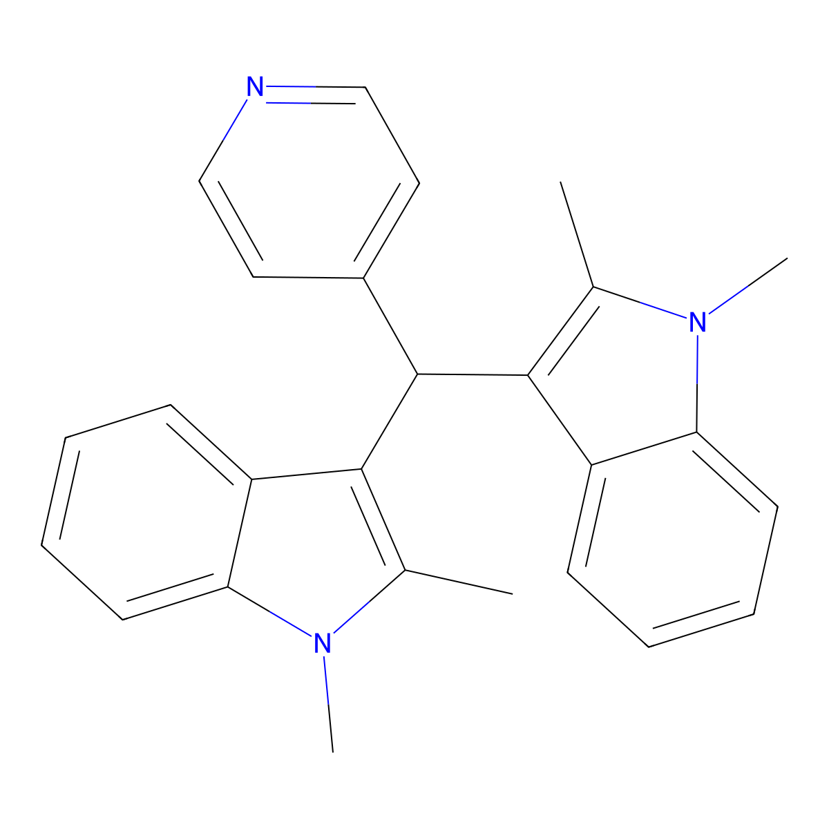3-[(1,2-Dimethylindol-3-yl)-pyridin-4-ylmethyl]-1,2-dimethylindole molecular structure, CAS 695158-21-5