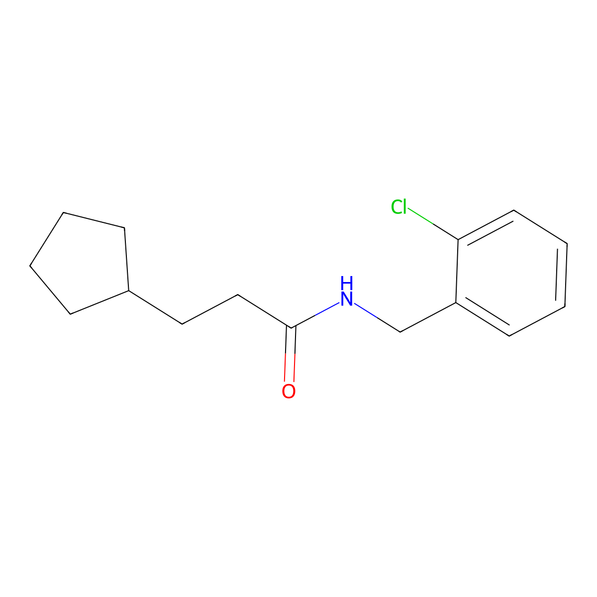 N-(2-chlorobenzyl)-3-cyclopentylpropanamide molecular structure, CAS 695158-27-1