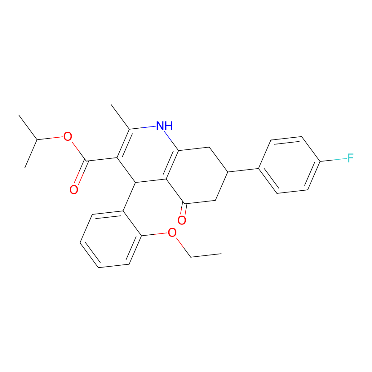Propan-2-yl 4-(2-ethoxyphenyl)-7-(4-fluorophenyl)-2-methyl-5-oxo-1,4,5,6,7,8-hexahydroquinoline-3-carboxylate molecular structure, CAS 695159-27-4