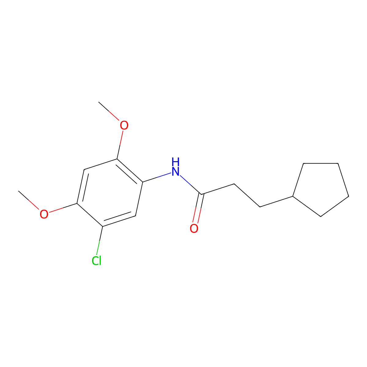N-(5-chloro-2,4-dimethoxyphenyl)-3-cyclopentylpropanamide molecular structure, CAS 695159-76-3