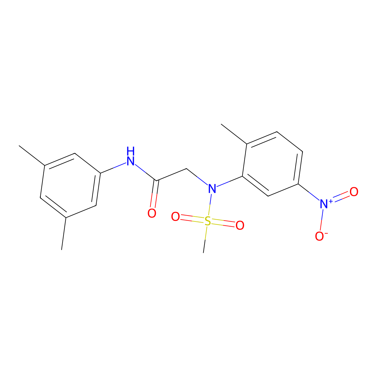 N-(3,5-dimethylphenyl)-2-(2-methyl-N-methylsulfonyl-5-nitroanilino)acetamide molecular structure, CAS 695160-12-4