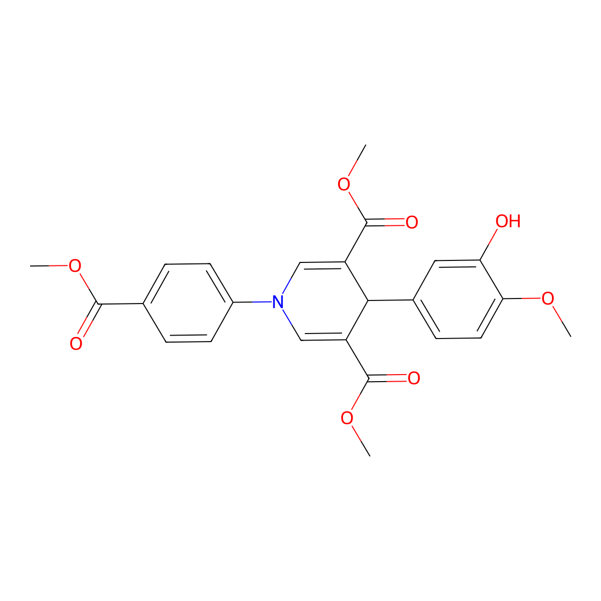 Dimethyl 4-(3-hydroxy-4-methoxyphenyl)-1-(4-(methoxycarbonyl)phenyl)-1,4-dihydropyridine-3,5-dicarboxylate molecular structure, CAS 695160-64-6
