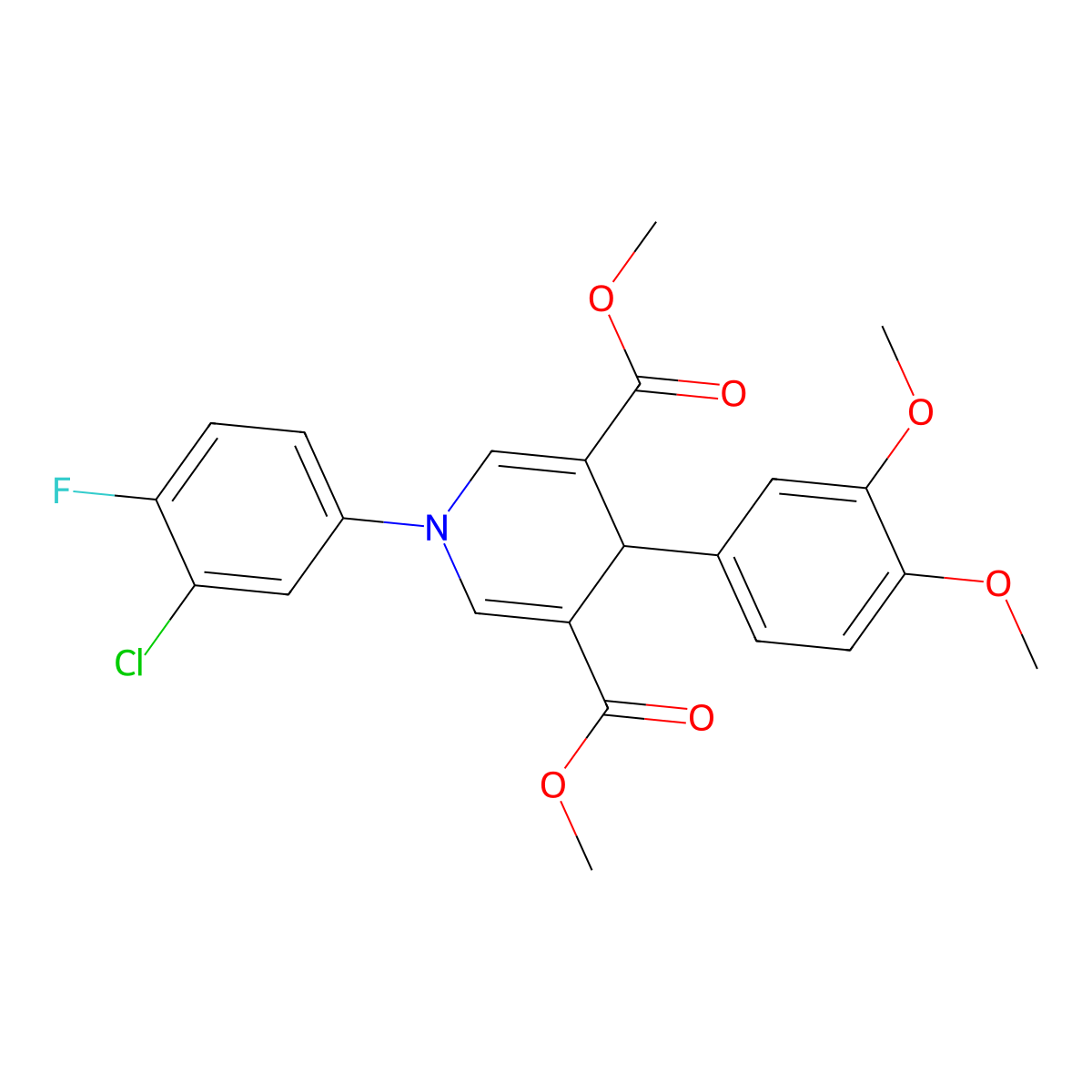 Dimethyl 1-(3-chloro-4-fluorophenyl)-4-(3,4-dimethoxyphenyl)-1,4-dihydropyridine-3,5-dicarboxylate molecular structure, CAS 695161-31-0