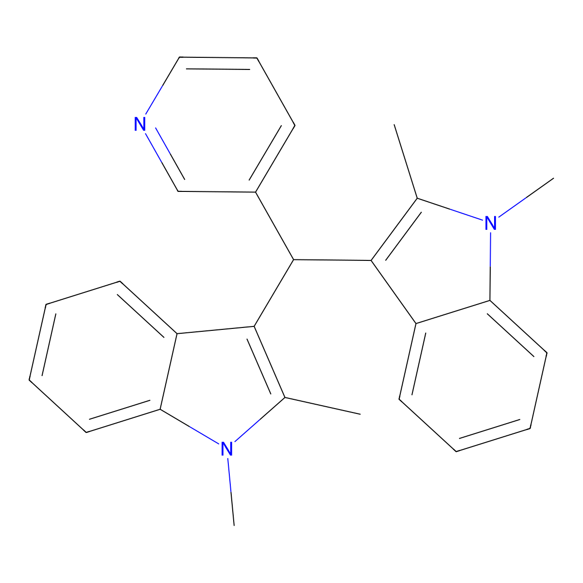 3-[(1,2-Dimethylindol-3-yl)-pyridin-3-ylmethyl]-1,2-dimethylindole molecular structure, CAS 695161-35-4
