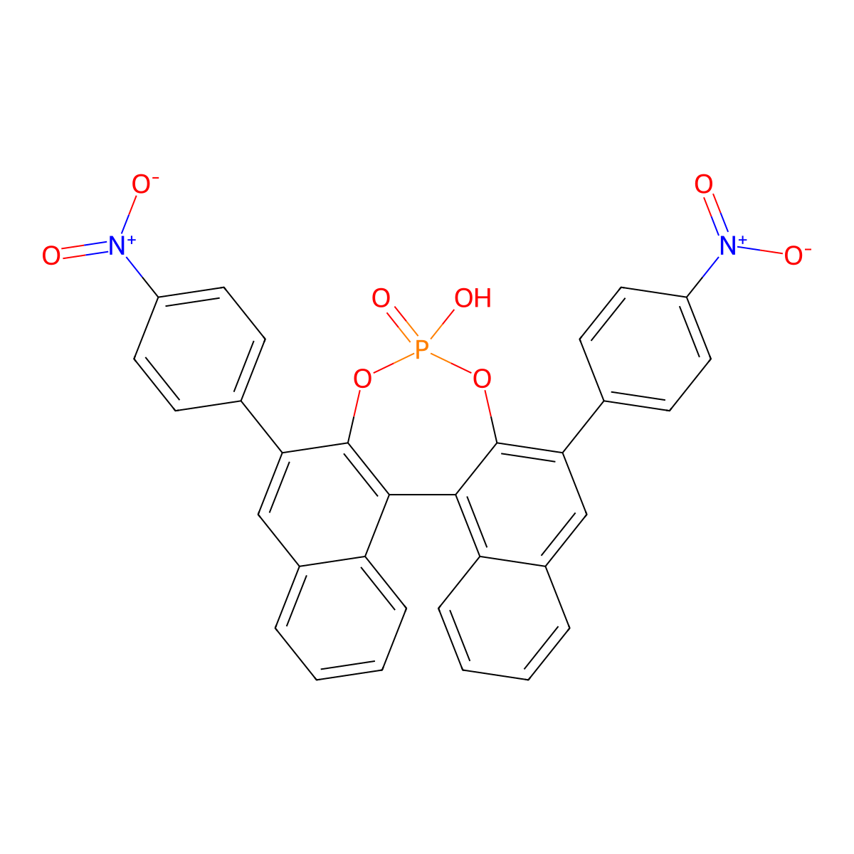(11bR)-4-hydroxy-2,6-bis(4-nitrophenyl)dinaphtho[2,1-d:1',2'-f][1,3,2]dioxaphosphepine 4-oxide molecular structure, CAS 695162-89-1