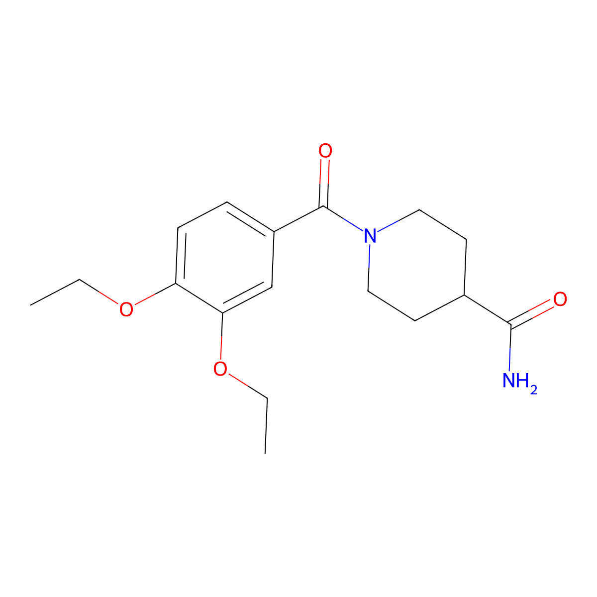 1-(3,4-Diethoxybenzoyl)piperidine-4-carboxamide molecular structure, CAS 695166-75-7