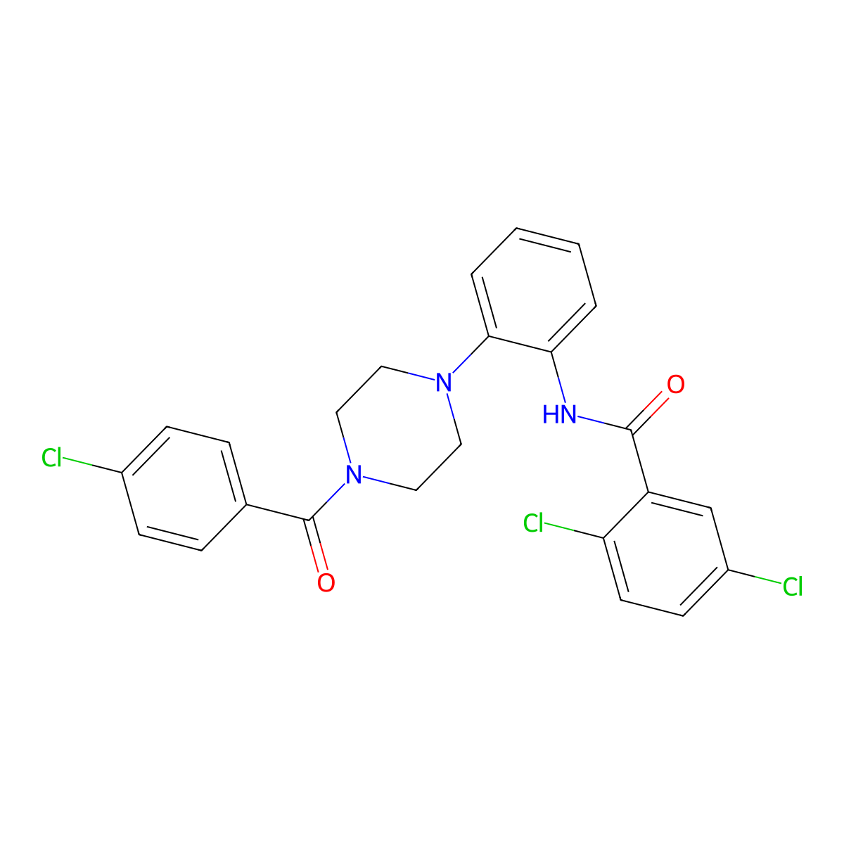 2,5-dichloro-N-[2-[4-(4-chlorobenzoyl)piperazin-1-yl]phenyl]benzamide molecular structure, CAS 695167-22-7