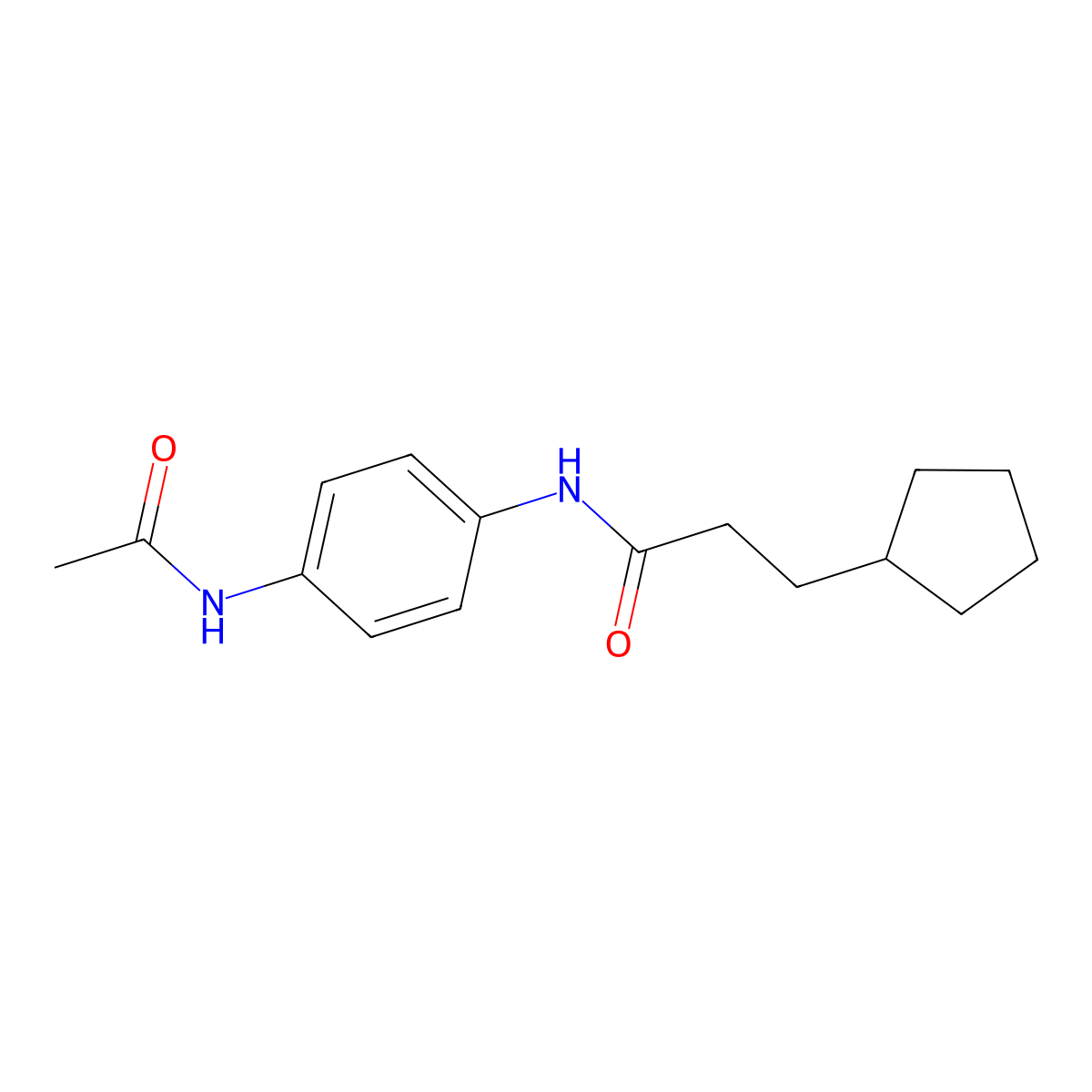 N-(4-acetamidophenyl)-3-cyclopentylpropanamide molecular structure, CAS 695167-47-6