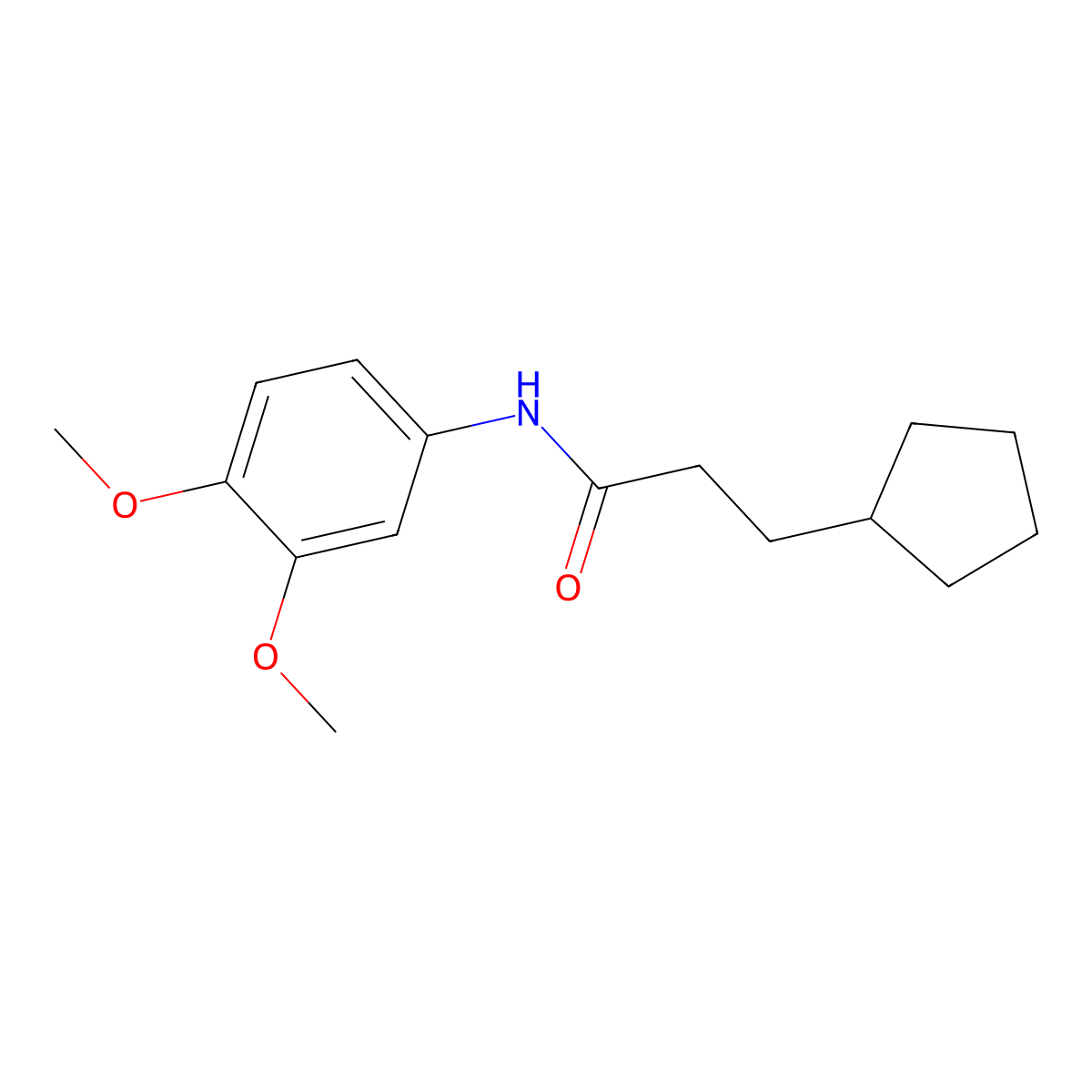 3-cyclopentyl-N-(3,4-dimethoxyphenyl)propanamide molecular structure, CAS 695167-54-5