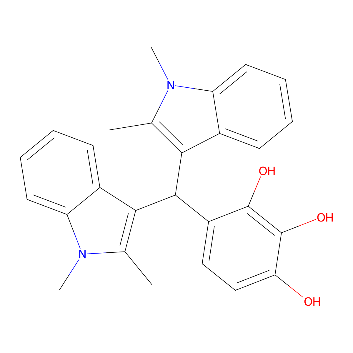 4-[Bis(1,2-dimethylindol-3-yl)methyl]benzene-1,2,3-triol molecular structure, CAS 695167-56-7