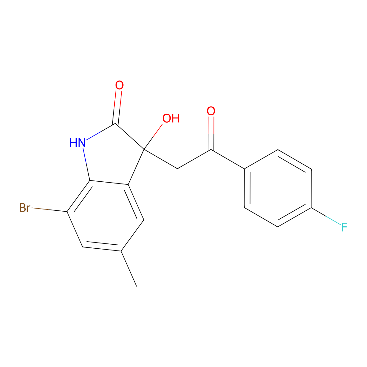 7-bromo-3-[2-(4-fluorophenyl)-2-oxoethyl]-3-hydroxy-5-methyl-1H-indol-2-one molecular structure, CAS 695167-66-9