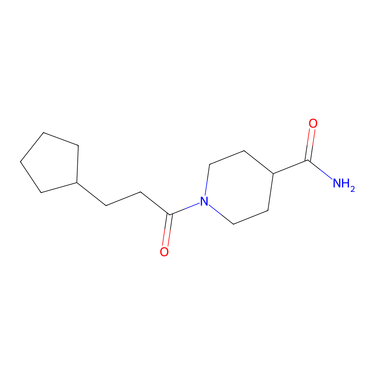 1-(3-Cyclopentylpropanoyl)piperidine-4-carboxamide molecular structure, CAS 695167-67-0