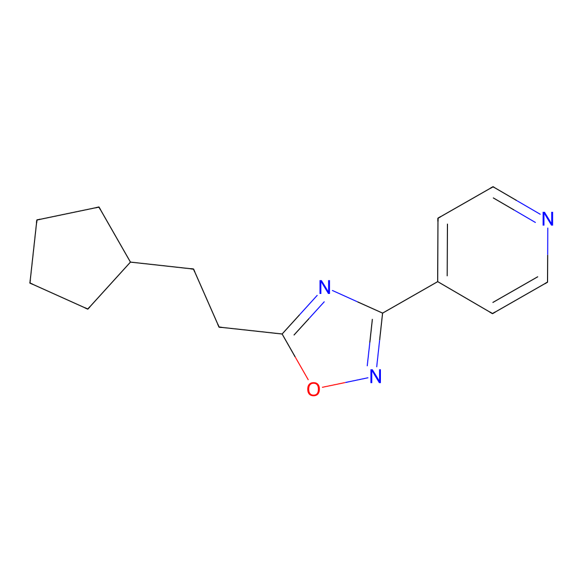 4-[5-(2-Cyclopentylethyl)-1,2,4-oxadiazol-3-yl]pyridine molecular structure, CAS 695167-68-1