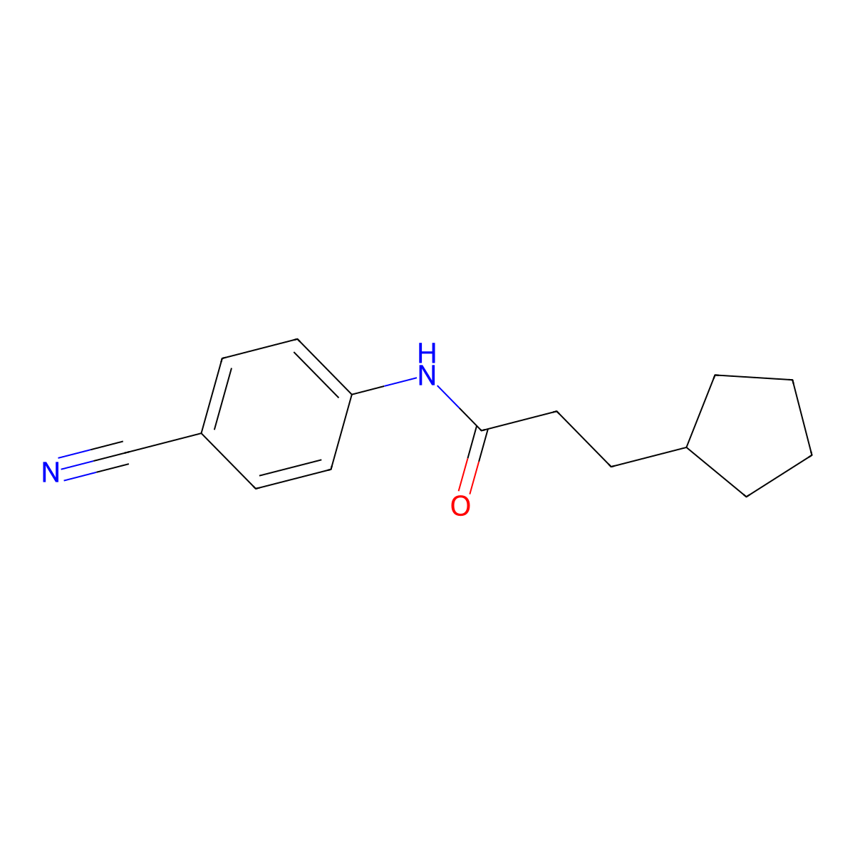 N-(4-cyanophenyl)-3-cyclopentylpropanamide molecular structure, CAS 695168-36-6